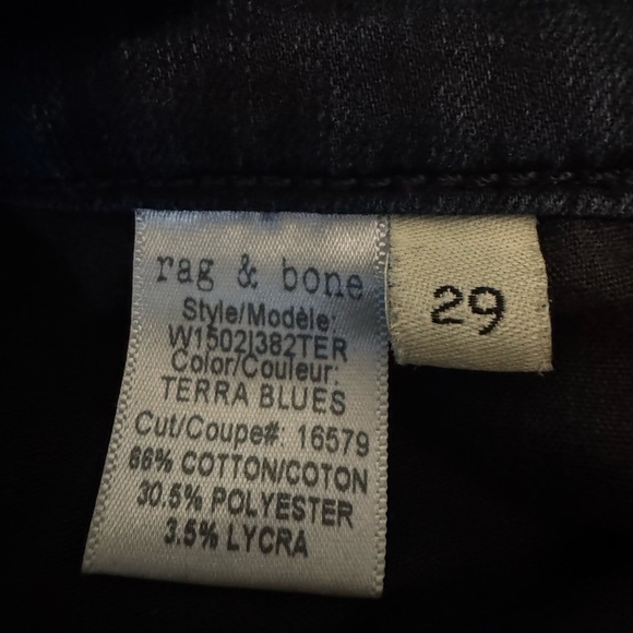 Rag & Bone Terra Blues Dark Wash Distressed Straight Leg Jeans• 29 - Picture 5 of 9